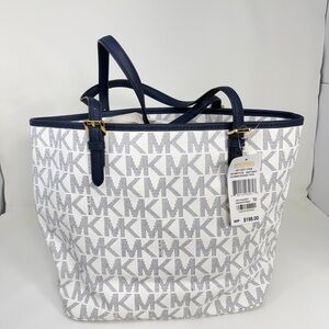 Michael Kors Blue and White Logo Tote